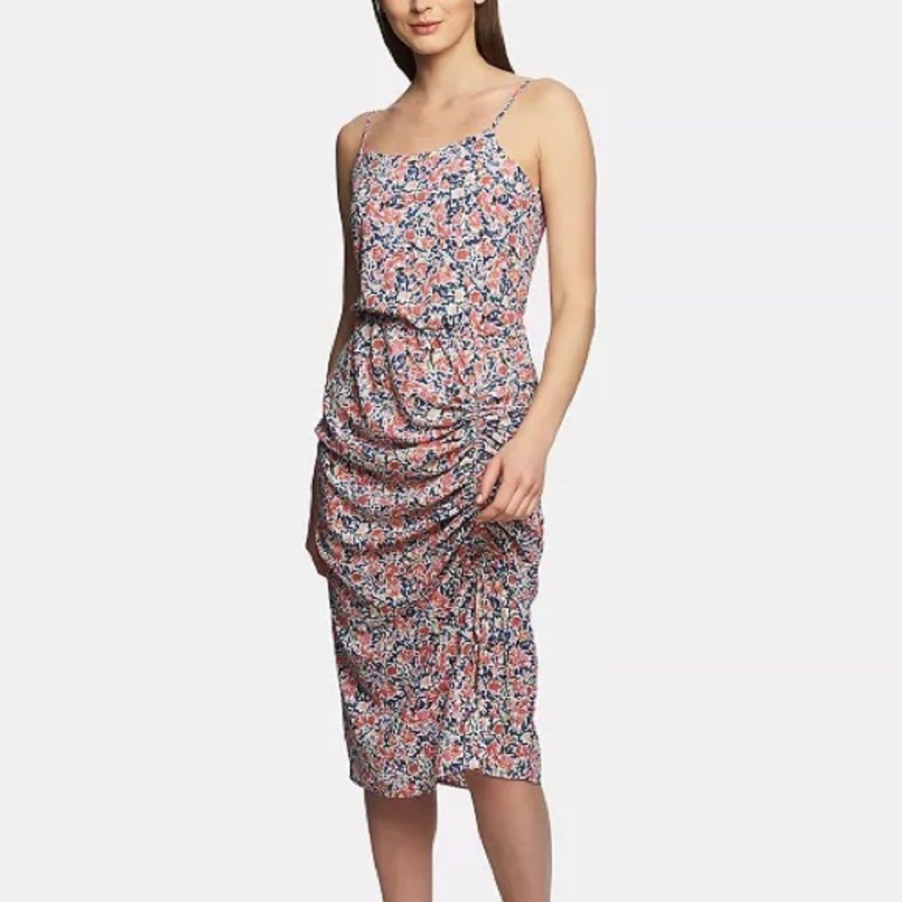1 STATE Floral-Print Ruched Slipdress